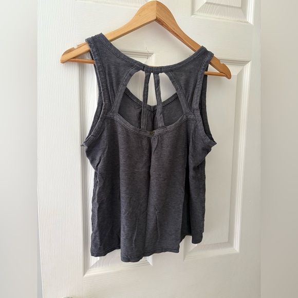 Prana grey waffle tank size small cut out back cotton hemp blend - Picture 2 of 9